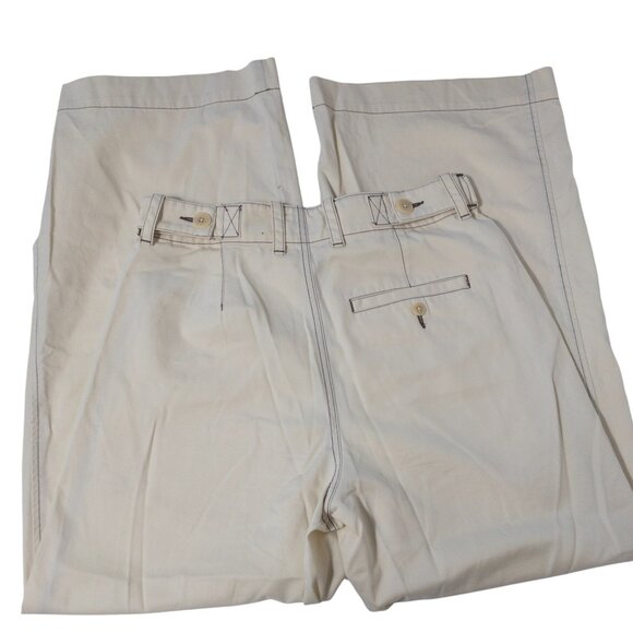 Madewell Button-Tab Wide-Legs Pants Cream SZ 6 100% Cotton Trendy Casual - Picture 7 of 15